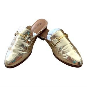 Gold chrome slip loafer